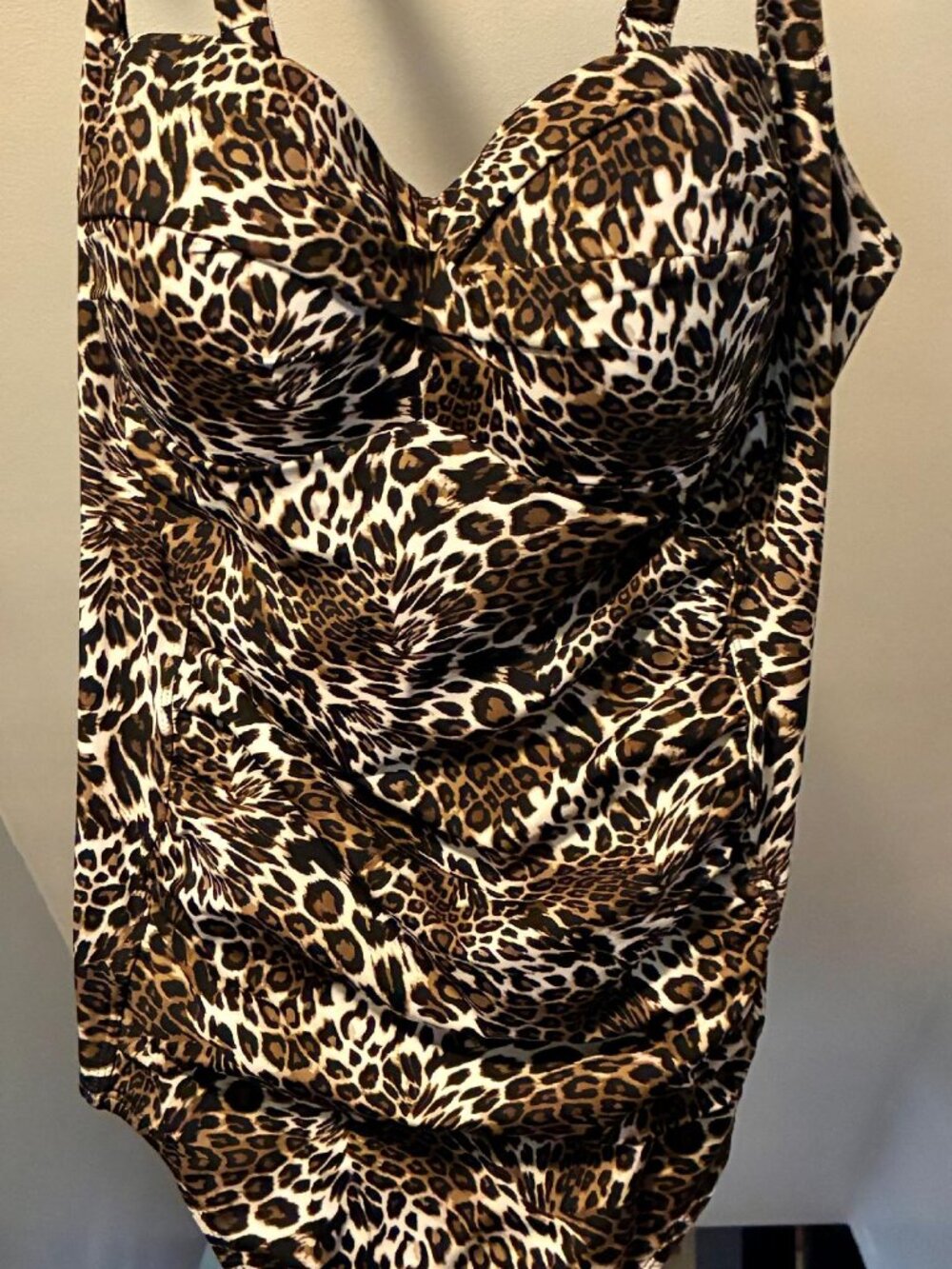 🌻NEW w/tag Betsey Johnson Cheetah Print Bandeau 1 Piece Swimsuit Retro Pinup 3X